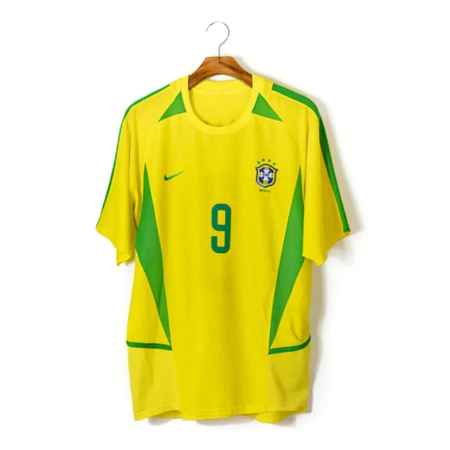 Ronaldo 9 Brazil Home Retro 2002 World Cup Ronaldo Ronaldinho Rivaldo