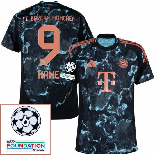 Bayern München Harry Kane Away Fan Jersey 2024/25 Patches UCL UEFA Foundation (Official Printing)