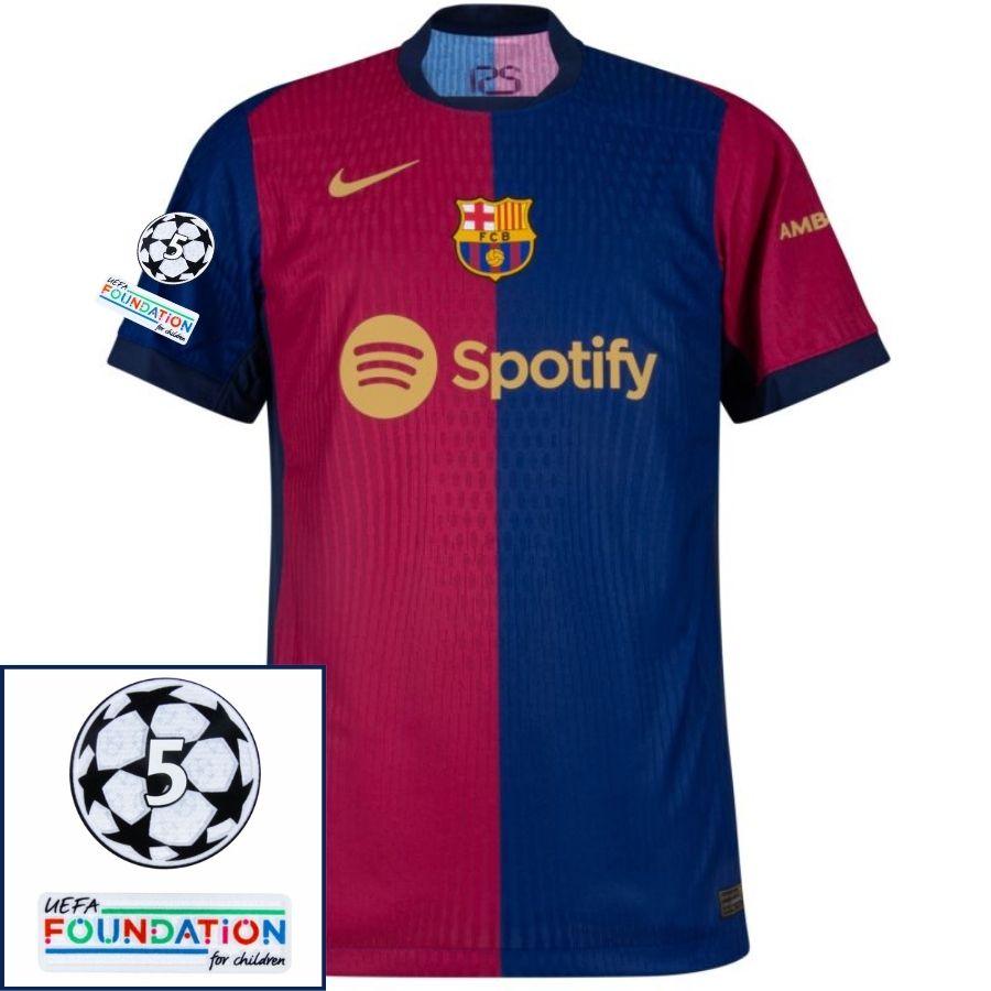 Barcelona Pedri 8 Home 2024/25 Patches UCL UEFA Foundation (Official Printing)