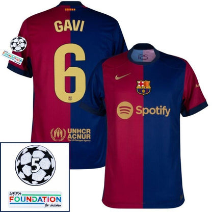 Barcelona Home 2024/25 Patches UCL UEFA Foundation (Official Printing)