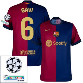 Barcelona Home 2024/25 Patches UCL UEFA Foundation (Official Printing)