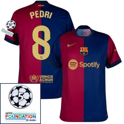 Barcelona Home 2024/25 Patches UCL UEFA Foundation (Official Printing)
