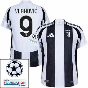 Juventus Home 2024/25 Patches UCL UEFA Foundation (Official Printing)
