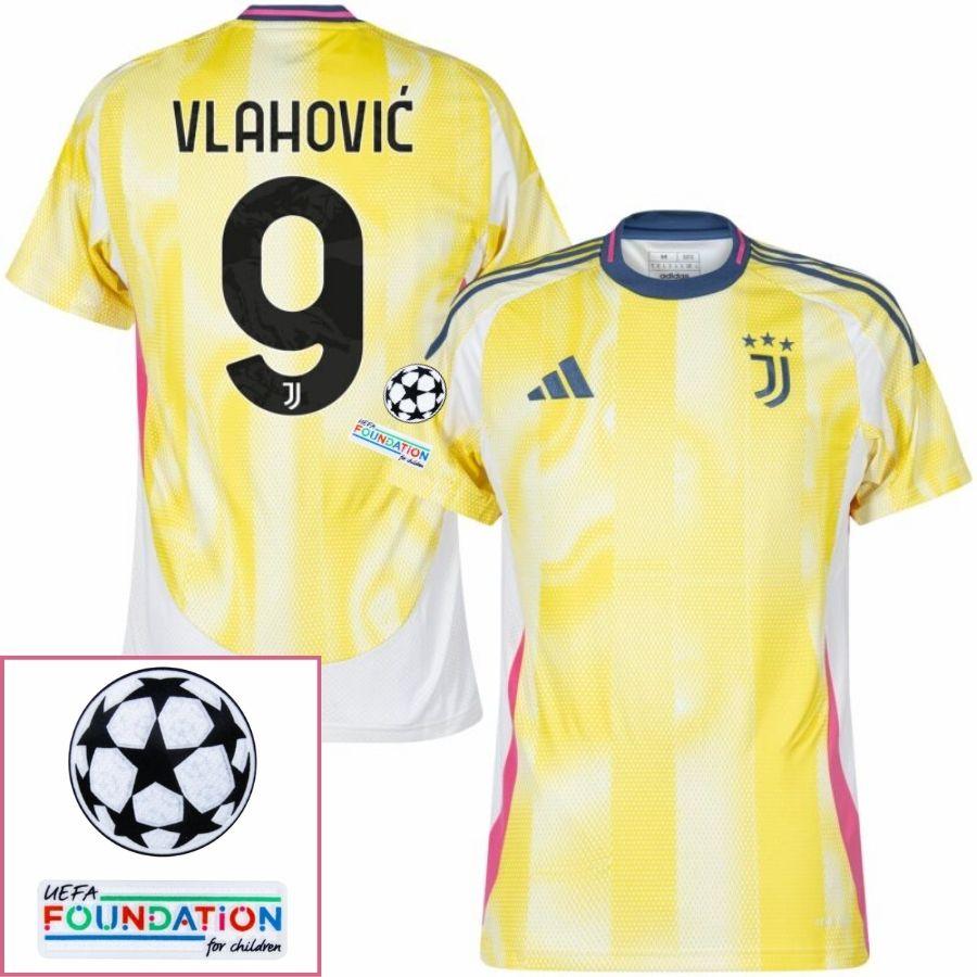 Juventus Away 2024/25 Patches UCL UEFA Foundation (Official Printing)