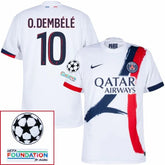 Paris Saint-Germain O.DEMBELE 10 Fan Jersey Away 2024/25 Patches UCL UEFA Foundation (Official Printing)