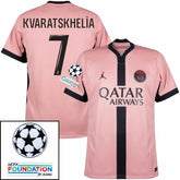 Paris Saint-Germain Kvaratskhelia 7 Fan Jersey Third Jordan 2023/24 Patches UCL UEFA Foundation (Official Printing)