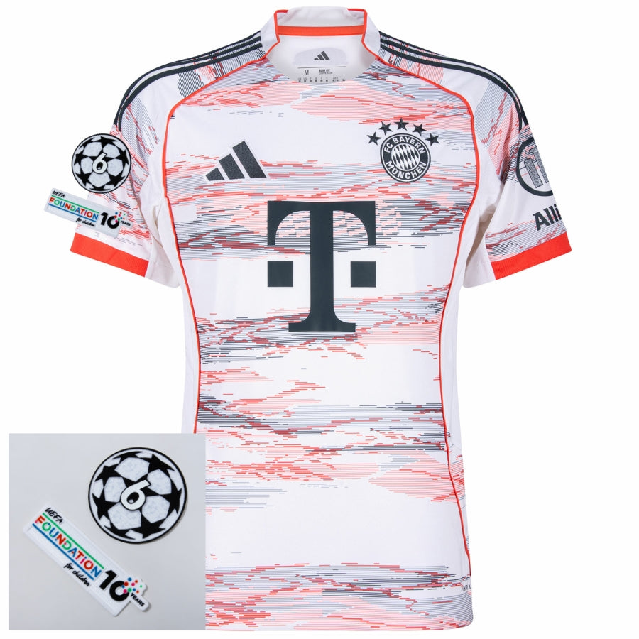 Bayern München Away Fan Jersey 2025/26 Patches UCL + 10th Anniversary UEFA Foundation