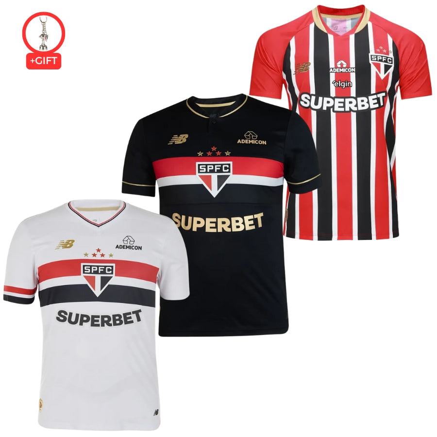 São Paulo Fan Jersey Home, Away e Third 2025/26 - Kit 3 Fan Jersey