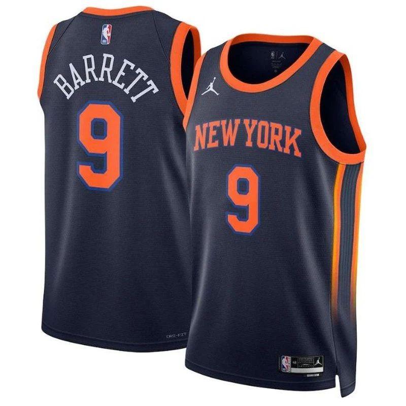 RJ Barrett New York Knicks 2023 NBA Jersey - Statement Edition - Navy