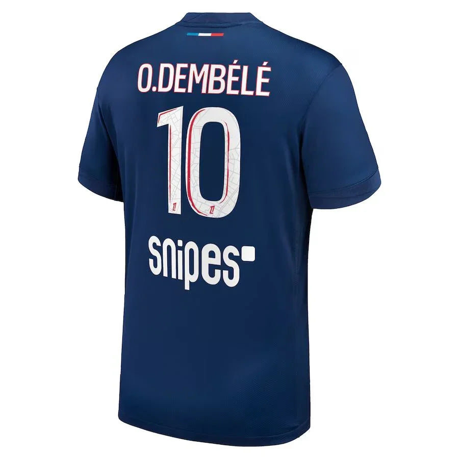 Paris Saint-Germain O.DEMBELE 10 Fan Jersey Home 2024/25 Patches UCL UEFA Foundation (Official Printing)