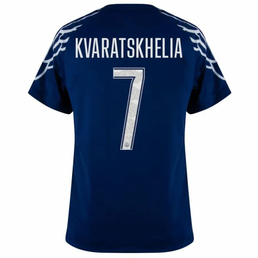 Paris Saint-Germain Kvaratskhelia 7 Fan Jersey Fourth Jordan 2024/25 Patches UCL UEFA Foundation (Official Printing)